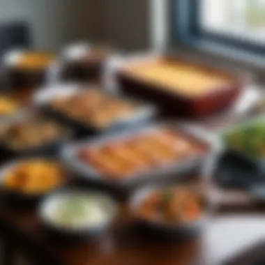 A beautifully arranged table featuring various dishes made using aluminum disposable baking dishes.