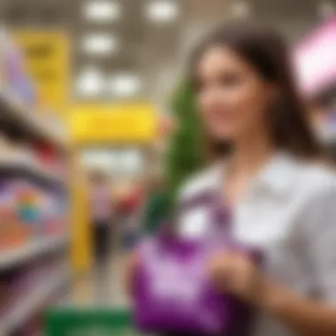 Shoppers engaging with promotional offers for Barney products