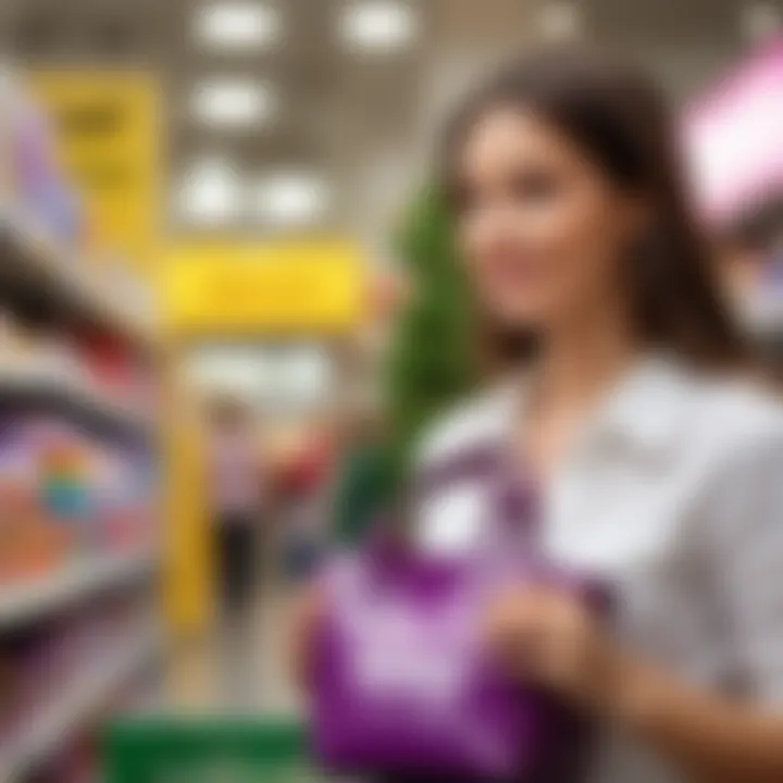 Shoppers engaging with promotional offers for Barney products