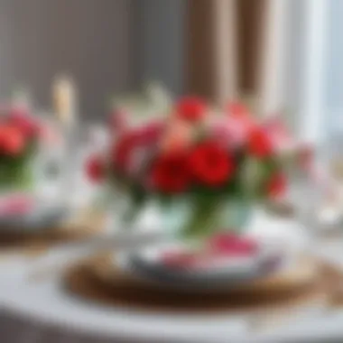 Elegant table setting adorned with artificial blossoms