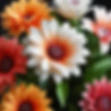 Close-up of realistic artificial flowers showcasing detail