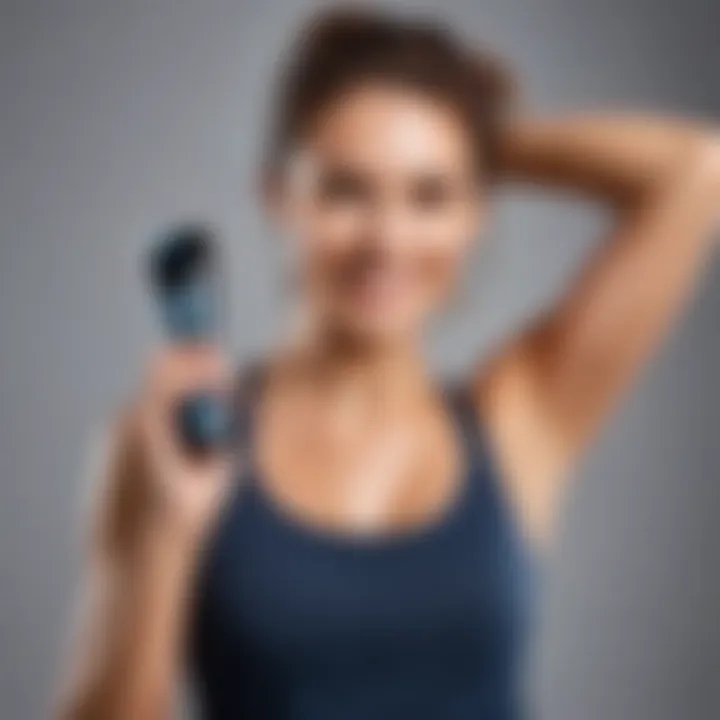 Lifestyle shot of a woman applying Axe deodorant after exercise