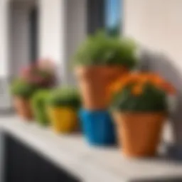 Elegant balcony flower pots showcasing various styles