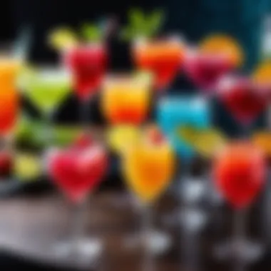 An array of colorful cocktails available for 200 rubles each