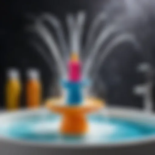 Colorful bath fountain toy splashing water