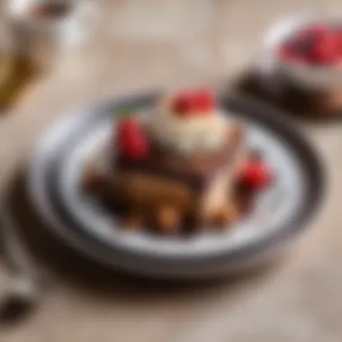 A beautifully styled dessert plate featuring chocolate-covered parfait