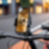 Close-up of a bicycle phone mount showcasing its sturdy design