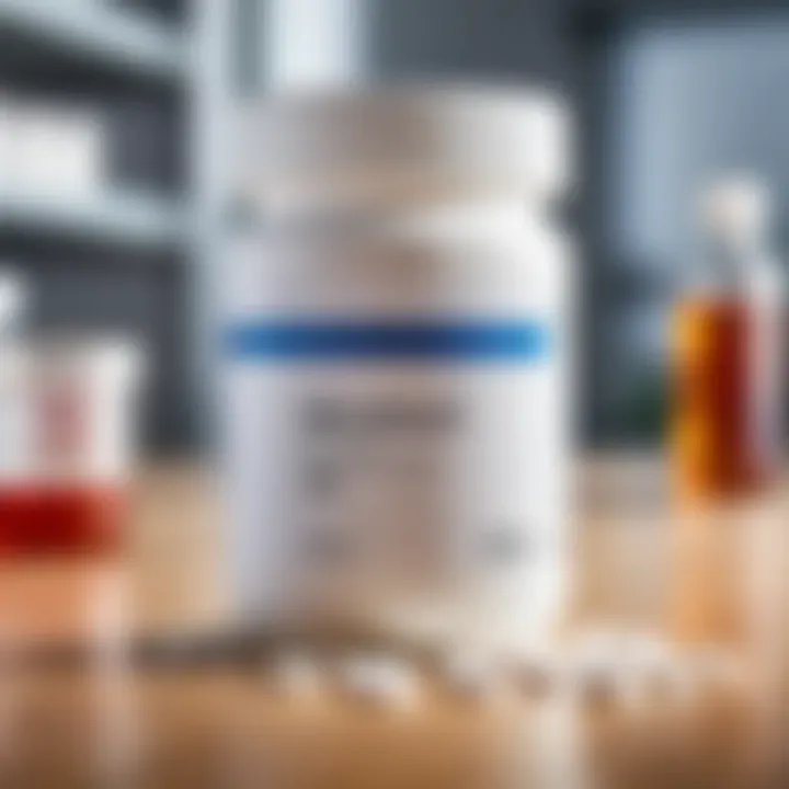 Chemical composition of bleach tablets displayed on a lab background