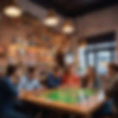 Local board game cafe environment with patrons