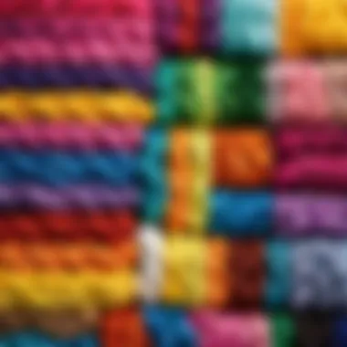 Colorful threads arranged for braiding