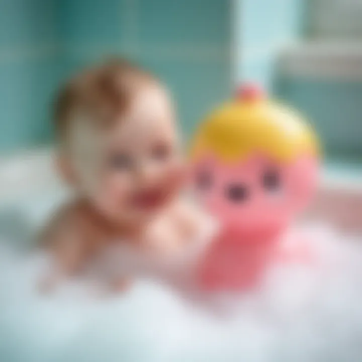 Colorful bubble bath toy in action