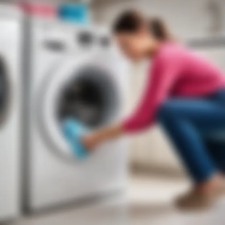 Person Using Calgon Gel in a Washing Machine