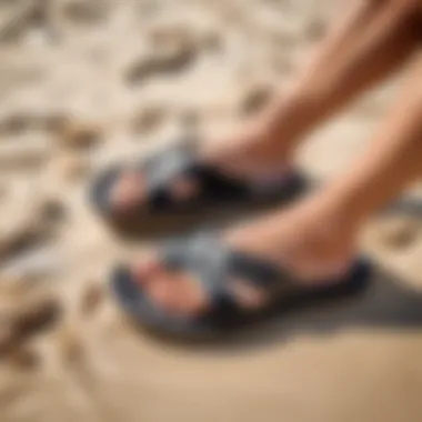 Person caring for and maintaining beach sandals