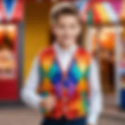 Colorful carnival vest for boys showcased in a festive setting