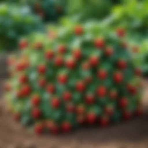 A beautifully designed cascading strawberry bed showcasing vibrant plants.