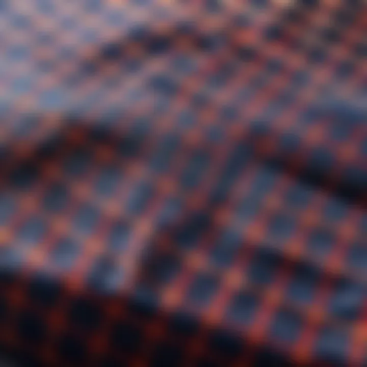 Close-up of the fabric texture of a large checked bag