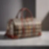 Elegant checkered travel bag on a stylish backdrop