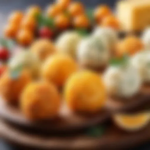 An array of gourmet cheese balls displayed elegantly