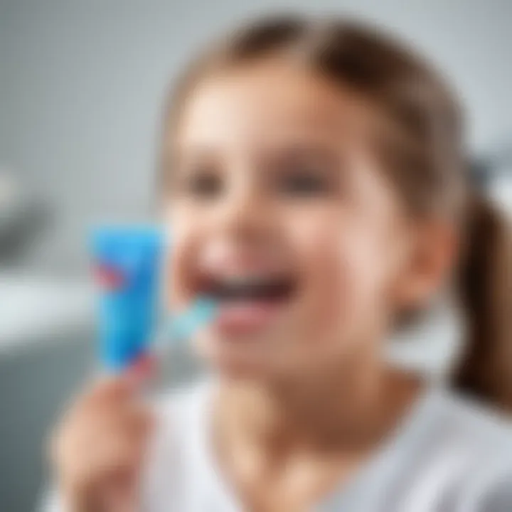 Child brushing teeth with President toothpaste