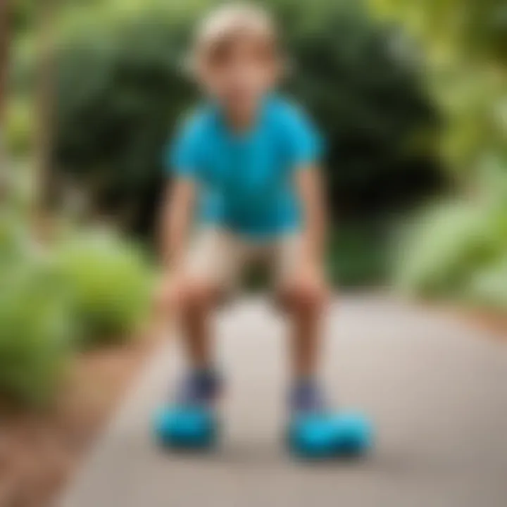 A child enjoying outdoor play with shoe rollers