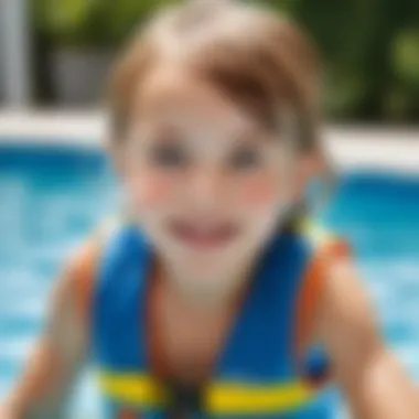 Child wearing a swimming vest in a pool