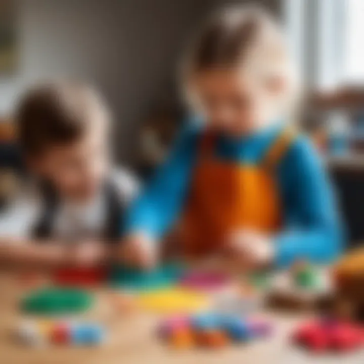 Children creating with felt materials