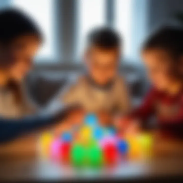 Children engaged in play with glowing toys during a group activity