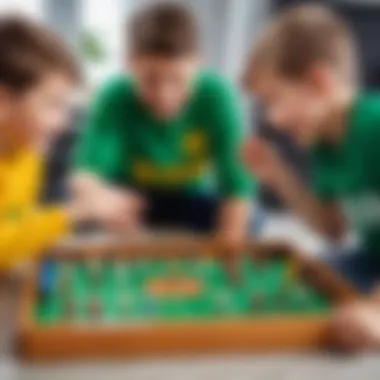 Children enjoying a football board game together