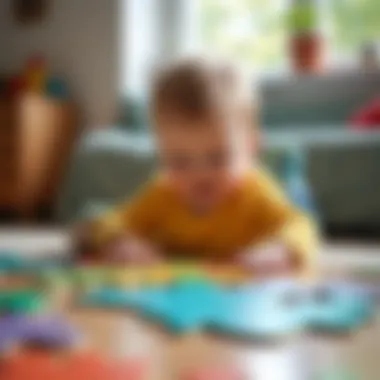 Children playing with oversized puzzles