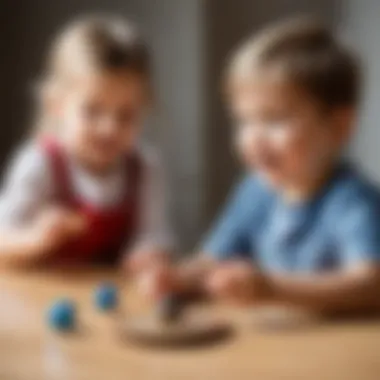 Children playing with spinning tops, illustrating developmental benefits