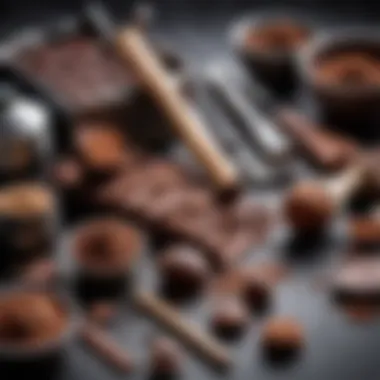 Various tools and materials used for chocolate creation