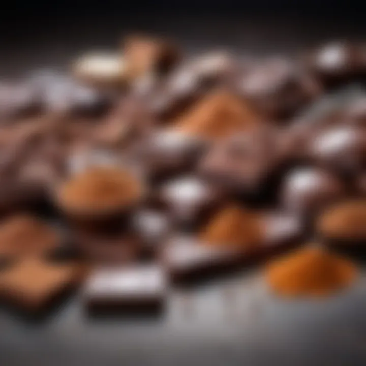 Close-up of rich ingredients used in chocolate production