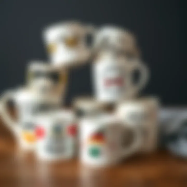 Thematic mug collection showcasing various designs
