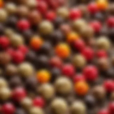 Close-up of peppercorns being ground