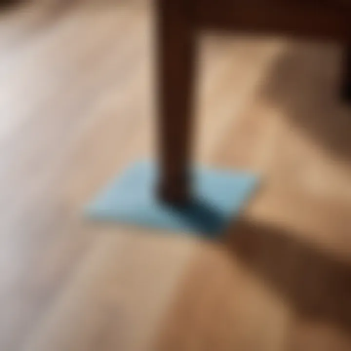 Close-up of silicone pad under furniture leg