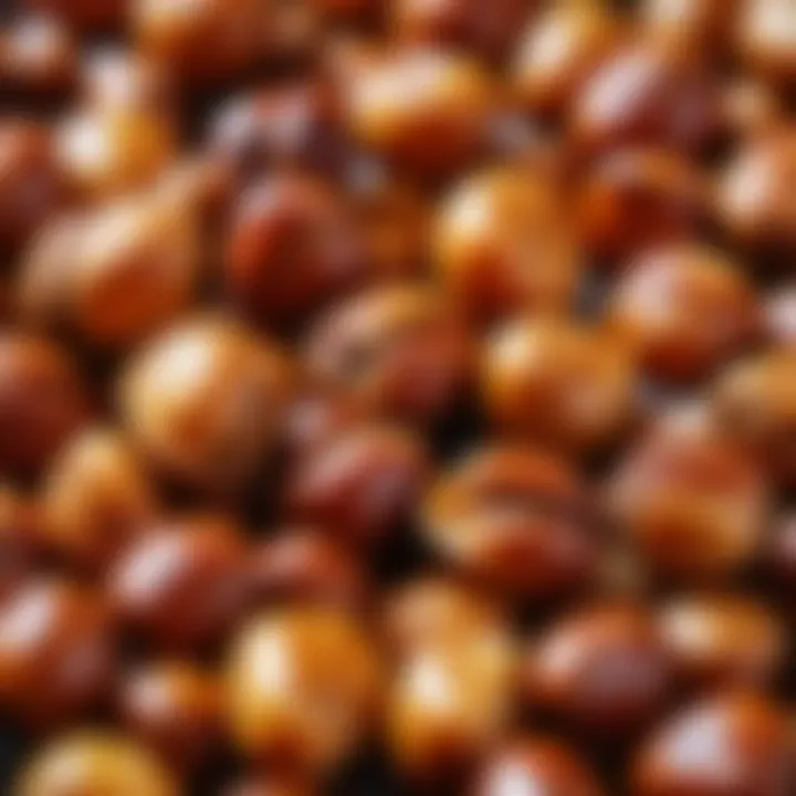 A close-up view of glossy, caramelized nuts highlighting their appeal.