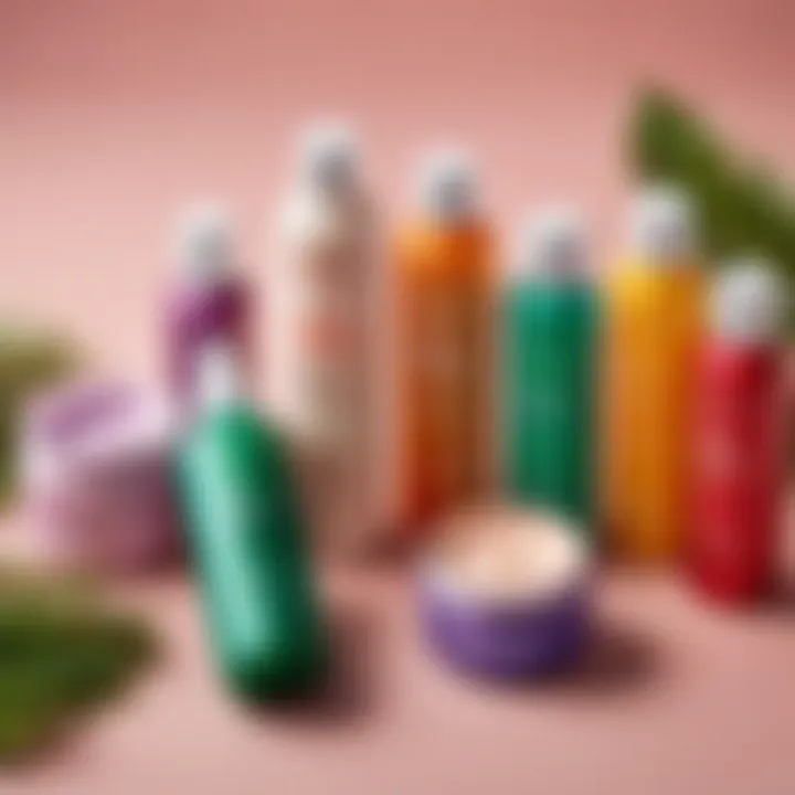 Aftercare products for colored hair neatly arranged