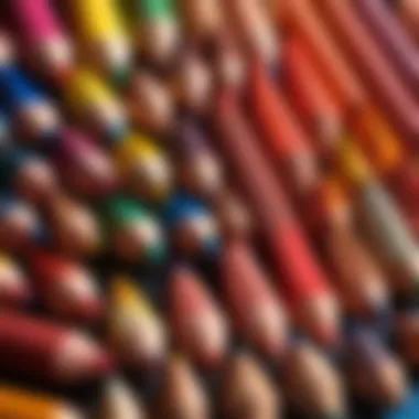 Close-up view of colored pencil tips showcasing their rich pigments.