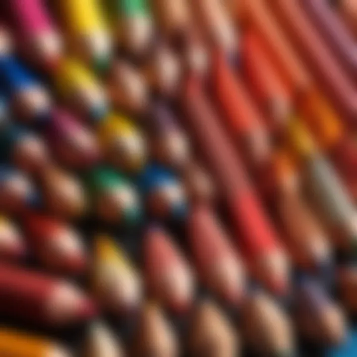 Close-up view of colored pencil tips showcasing their rich pigments.