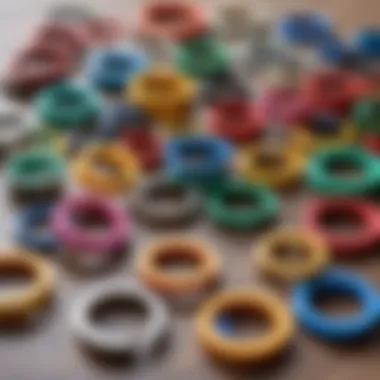 Variety of book rings in different colors and sizes