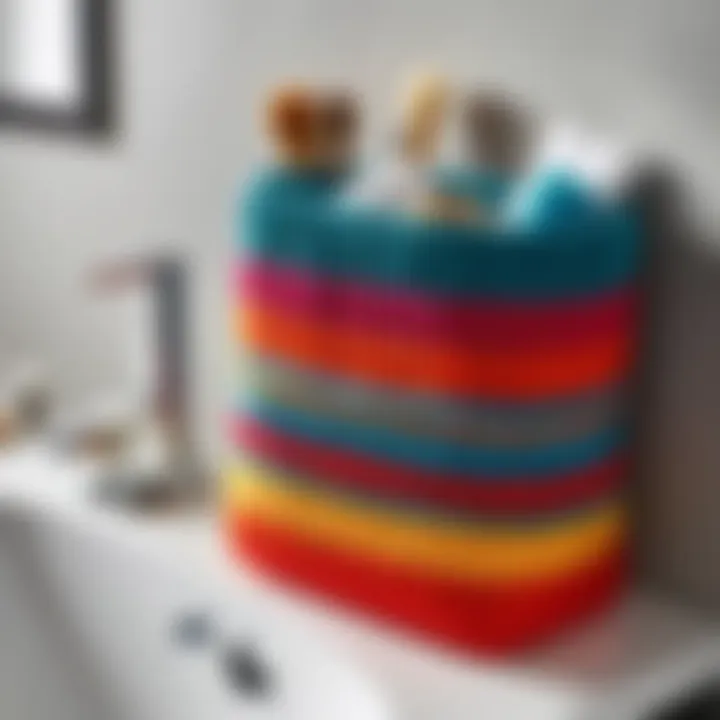 Colorful designs of knitted bathroom organizers