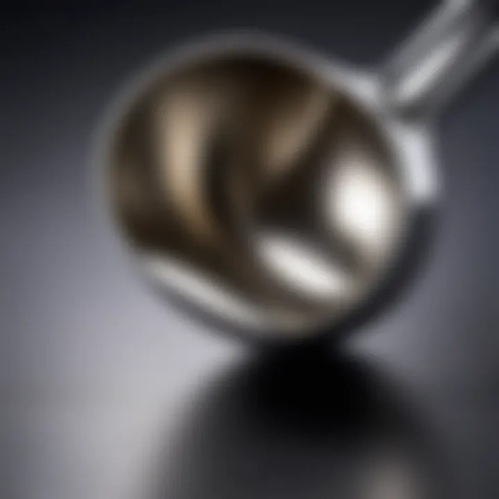 Close-up of a polished metal scoop highlighting its craftsmanship