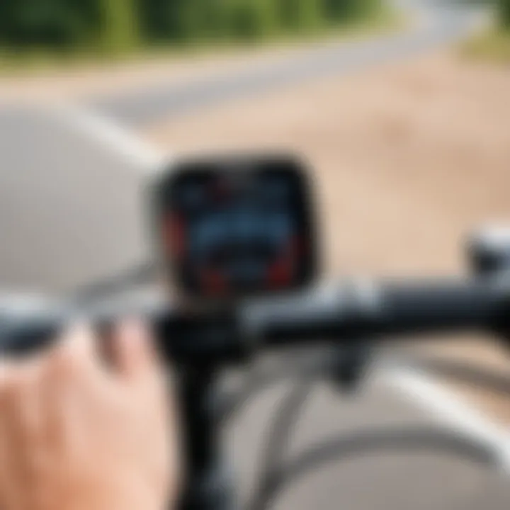 A cyclist using a speedometer during a ride