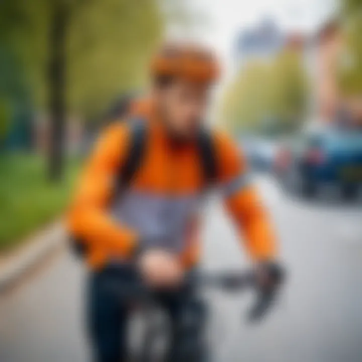 A cyclist using a phone for navigation while riding