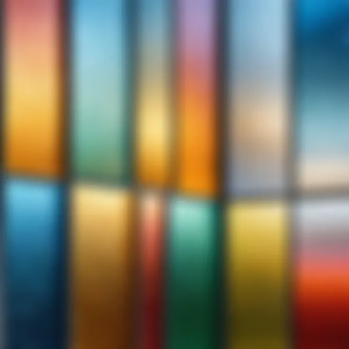 Close-up of different types of decorative window films