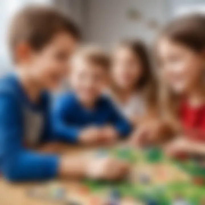 Children engaged in a board game, smiling and interacting