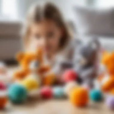 Children engaging with soft toys in a playful environment.