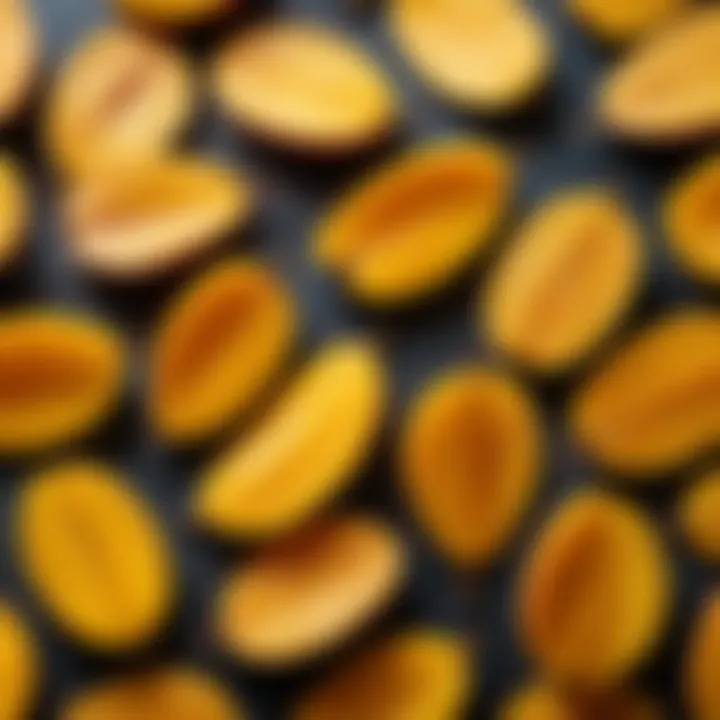 Dried mango pieces showcasing vibrant color and texture