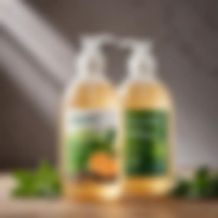 Eco-friendly packaging of liquid soap emphasizing sustainability