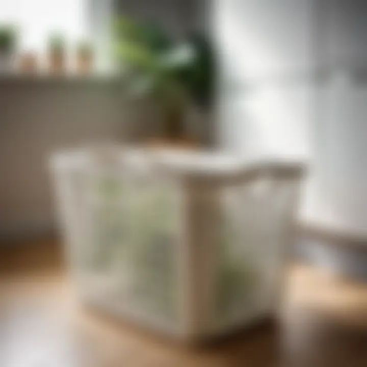 Eco-friendly plastic laundry basket in a sustainable living setting